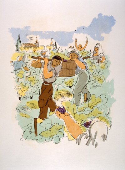 Illustrazione umoristica del vino 1946 da Julien Pavil