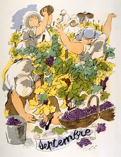 Illustrazione umoristica del vino 1946 da Julien Pavil
