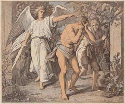 Adamo ed Eva cacciati dal Paradiso, Genesi, III, 23, 24 da Julius (after) Schnorr von Carolsfeld