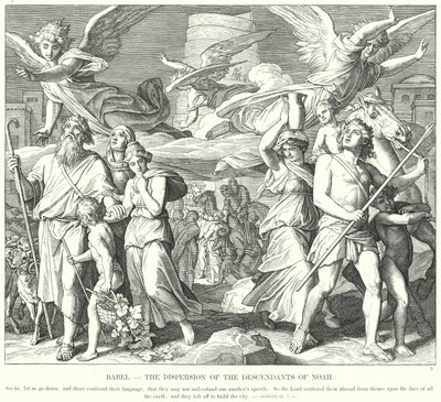 Babele, la Dispersione dei Discendenti di Noè da Julius (after) Schnorr von Carolsfeld