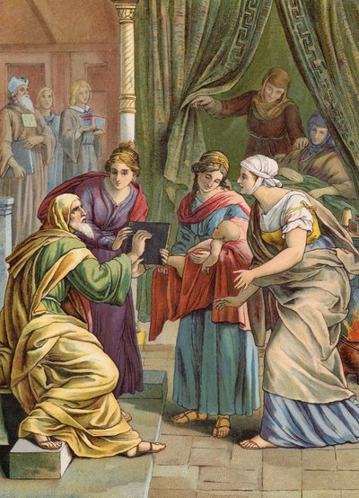 Nascita di Giovanni Battista (litografia a colori) da Julius (after) Schnorr von Carolsfeld