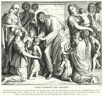 Cristo benedice i bambini (incisione) da Julius (after) Schnorr von Carolsfeld