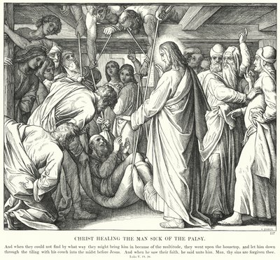 Cristo guarisce il paralitico (incisione) da Julius (after) Schnorr von Carolsfeld