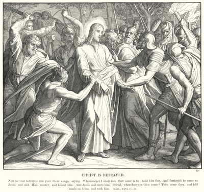 Il tradimento di Cristo (incisione) da Julius (after) Schnorr von Carolsfeld