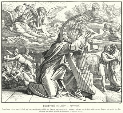 Davide il salmista, petizione (incisione) da Julius (after) Schnorr von Carolsfeld