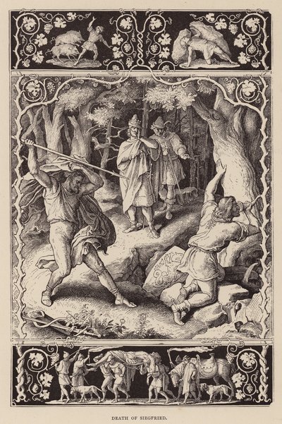 Morte di Sigfrido (incisione) da Julius (after) Schnorr von Carolsfeld