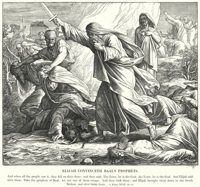 Elia convince i profeti di Baal (incisione) da Julius (after) Schnorr von Carolsfeld
