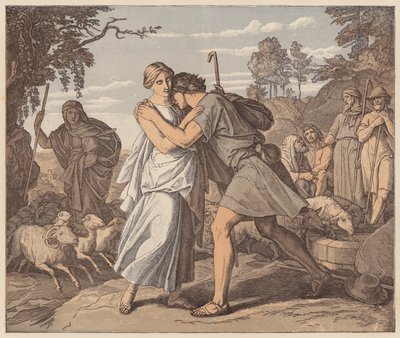 Giacobbe e Rachele al pozzo, Genesi, XXIX da Julius (after) Schnorr von Carolsfeld