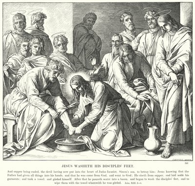 Gesù lava i piedi ai suoi discepoli da Julius (after) Schnorr von Carolsfeld