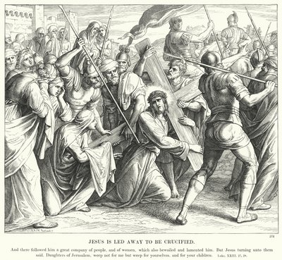 Gesù è condotto via per essere crocifisso (incisione) da Julius (after) Schnorr von Carolsfeld