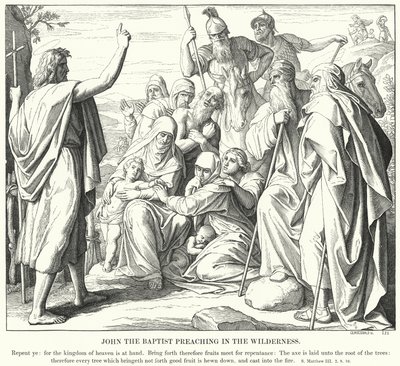 Giovanni Battista predica nel deserto (incisione) da Julius (after) Schnorr von Carolsfeld