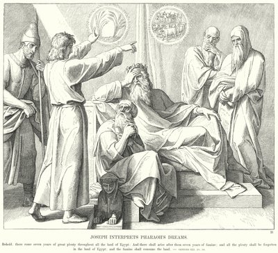 Giuseppe interpreta i sogni del Faraone (incisione) da Julius (after) Schnorr von Carolsfeld