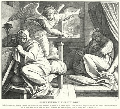 Giuseppe avvertito di fuggire in Egitto da Julius (after) Schnorr von Carolsfeld