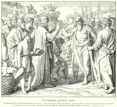 Melchisedec benedice Abramo (incisione) da Julius (after) Schnorr von Carolsfeld