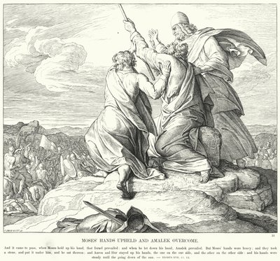 Le Mani di Mosè Sostenute e Amalek Sconfitto da Julius (after) Schnorr von Carolsfeld