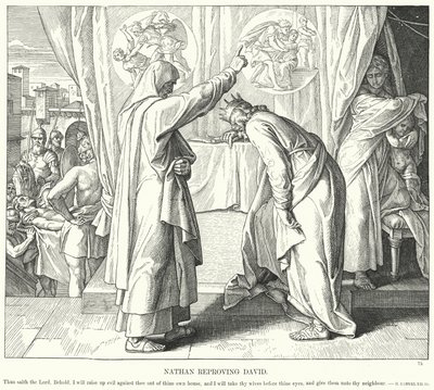 Natan rimprovera Davide (incisione) da Julius (after) Schnorr von Carolsfeld
