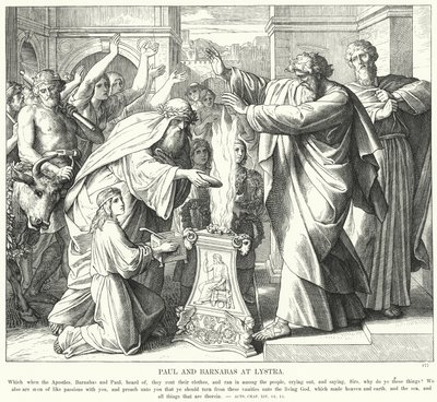 Paolo e Barnaba a Listra (incisione) da Julius (after) Schnorr von Carolsfeld