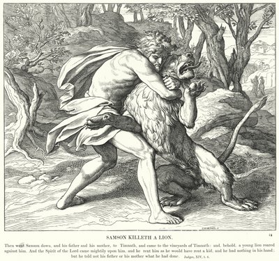 Sansone Uccide un Leone da Julius (after) Schnorr von Carolsfeld