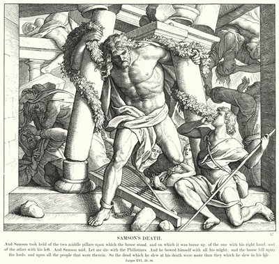 La morte di Sansone (incisione) da Julius (after) Schnorr von Carolsfeld