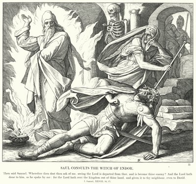 Saul consulta la strega di Endor (incisione) da Julius (after) Schnorr von Carolsfeld