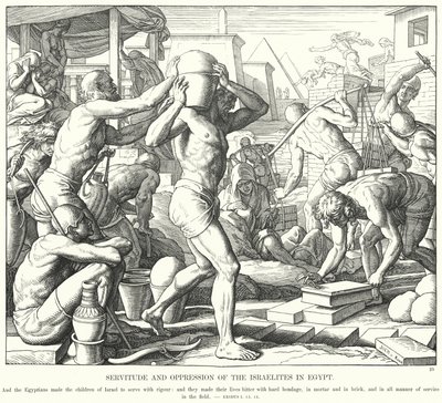 Servitù e oppressione degli Israeliti in Egitto (incisione) da Julius (after) Schnorr von Carolsfeld