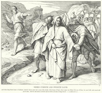 Shimei maledice e lapida Davide da Julius (after) Schnorr von Carolsfeld