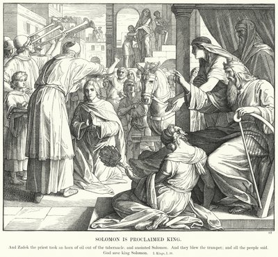Salomone è proclamato re (incisione) da Julius (after) Schnorr von Carolsfeld