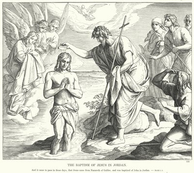 Il battesimo di Gesù nel Giordano (incisione) da Julius (after) Schnorr von Carolsfeld
