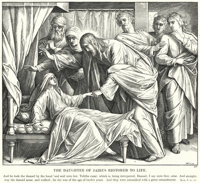 La figlia di Giairo risuscitata (incisione) da Julius (after) Schnorr von Carolsfeld