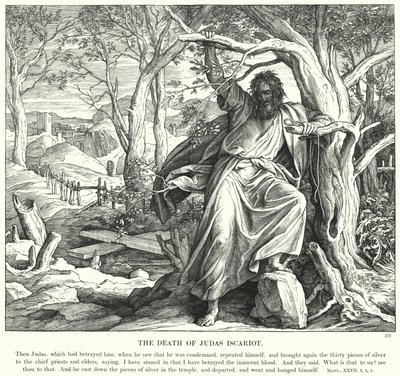 La morte di Giuda Iscariota (incisione) da Julius (after) Schnorr von Carolsfeld