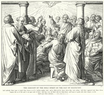 La discesa dello Spirito Santo nel giorno di Pentecoste (incisione) da Julius (after) Schnorr von Carolsfeld