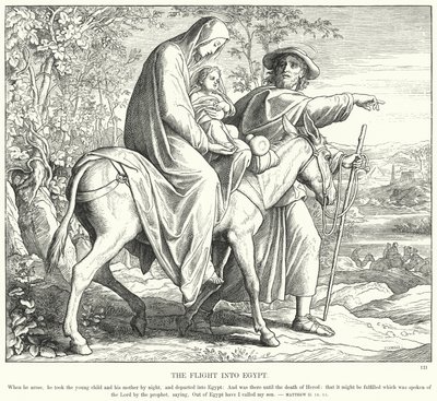 La fuga in Egitto (incisione) da Julius (after) Schnorr von Carolsfeld