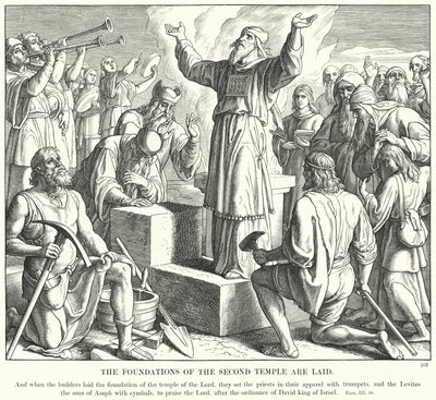 Le fondamenta del secondo tempio sono poste (incisione) da Julius (after) Schnorr von Carolsfeld