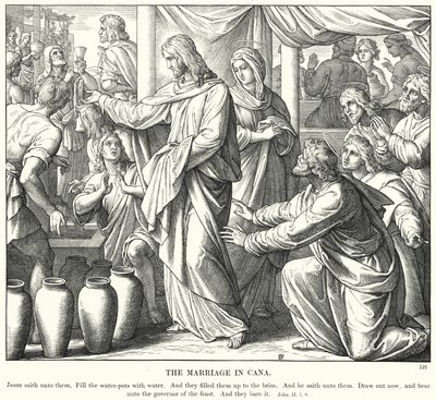 Le nozze di Cana (incisione) da Julius (after) Schnorr von Carolsfeld
