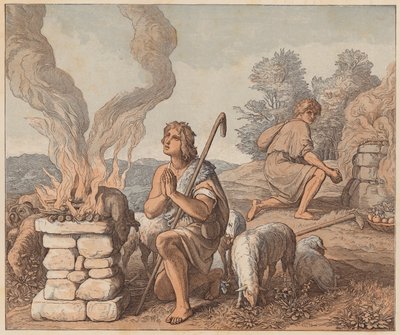Le offerte di Caino e Abele, Genesi, IV, 3, 4 da Julius (after) Schnorr von Carolsfeld