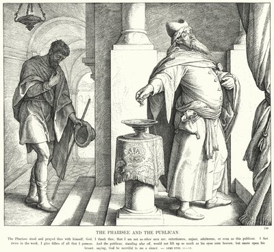 Il fariseo e il pubblicano (incisione) da Julius (after) Schnorr von Carolsfeld