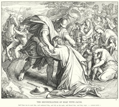 La riconciliazione di Esaù con Giacobbe da Julius (after) Schnorr von Carolsfeld