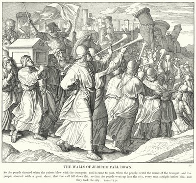 Le mura di Gerico cadono (incisione) da Julius (after) Schnorr von Carolsfeld