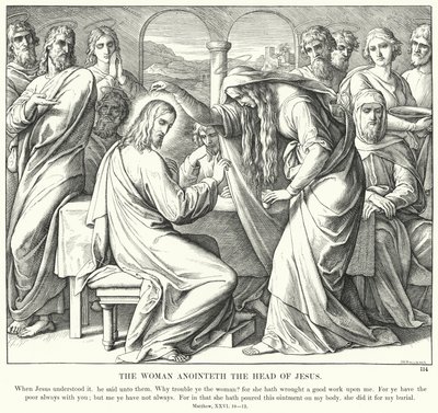 La donna unge il capo di Gesù (incisione) da Julius (after) Schnorr von Carolsfeld