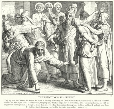 La donna adultera (incisione) da Julius (after) Schnorr von Carolsfeld