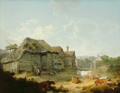 Un cortile di fattoria, Otford, Kent da Julius Caesar Ibbetson