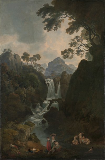 Una cascata con bagnanti da Julius Caesar Ibbetson