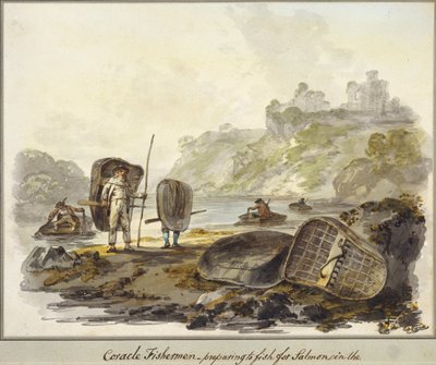 Pescatori di coracle - preparazione alla pesca del salmone da Julius Caesar Ibbetson
