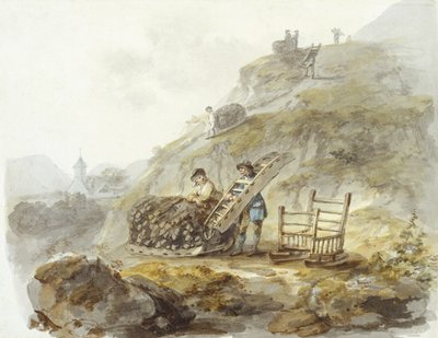Metodo di ottenimento della torba dalle colline vicino a Mallwyd, c.1792 da Julius Caesar Ibbetson