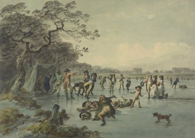 Pattinaggio a Hyde Park, c.1785 da Julius Caesar Ibbetson