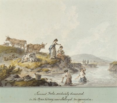 Divertimento estivo, scoperto accidentalmente nel Fiume Dovey vicino a Mallwyd, Montgomeryshire da Julius Caesar Ibbetson