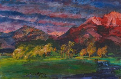 Paesaggio collinare al tramonto da Julius Exter