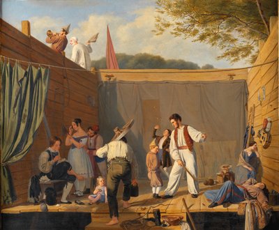 Un gruppo di funamboli poco prima di una performance da Julius Friedlænder