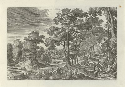 Paesaggio con assalto al viaggiatore da Julius Goltzius