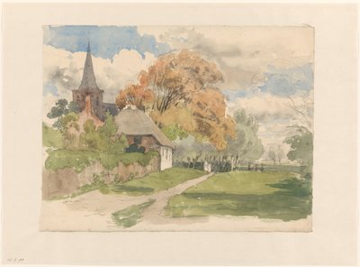 Cortile presso una chiesa di villaggio da Julius Jacobus van de Sande Bakhuyzen